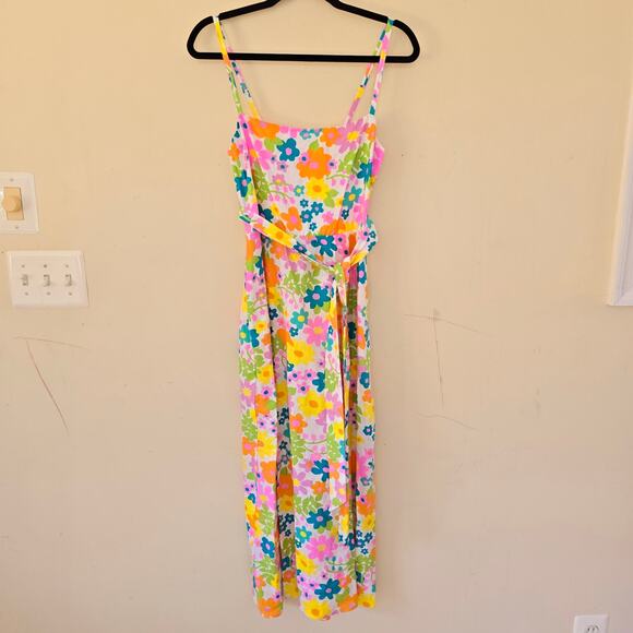 New Show Me Your Mumu Amalfi Coast Midi Dress Floral Linen Petal Women's Size L - Picture 4 of 12